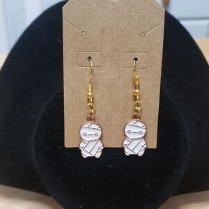 Gold and White Mummy Earrings